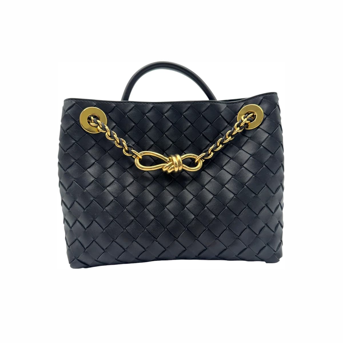 BOTTEGA VENETA 보테가베네타 블랙 레더 안디아모 스몰 체인 투웨이 숄더백