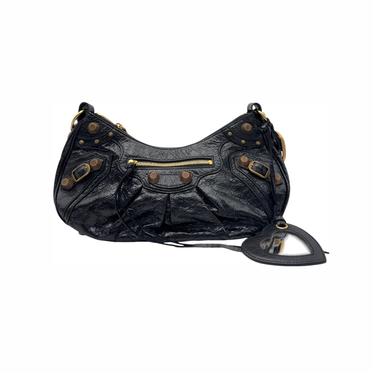 BALENCIAGA 발렌시아가 블랙 레더 르카골 스몰 호보 숄더백