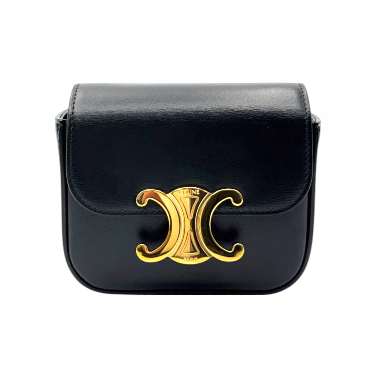 CELINE 셀린느 블랙 샤이니 카프스킨 미니 클로드