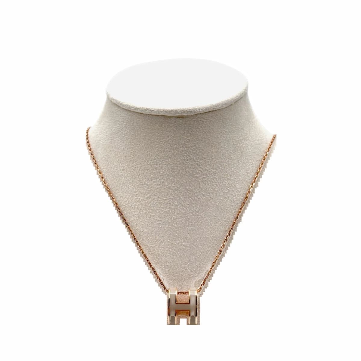 HERMÈS 에르메스 베이지 로즈골드 컬러 팝아슈 목걸이 18K 로즈골드