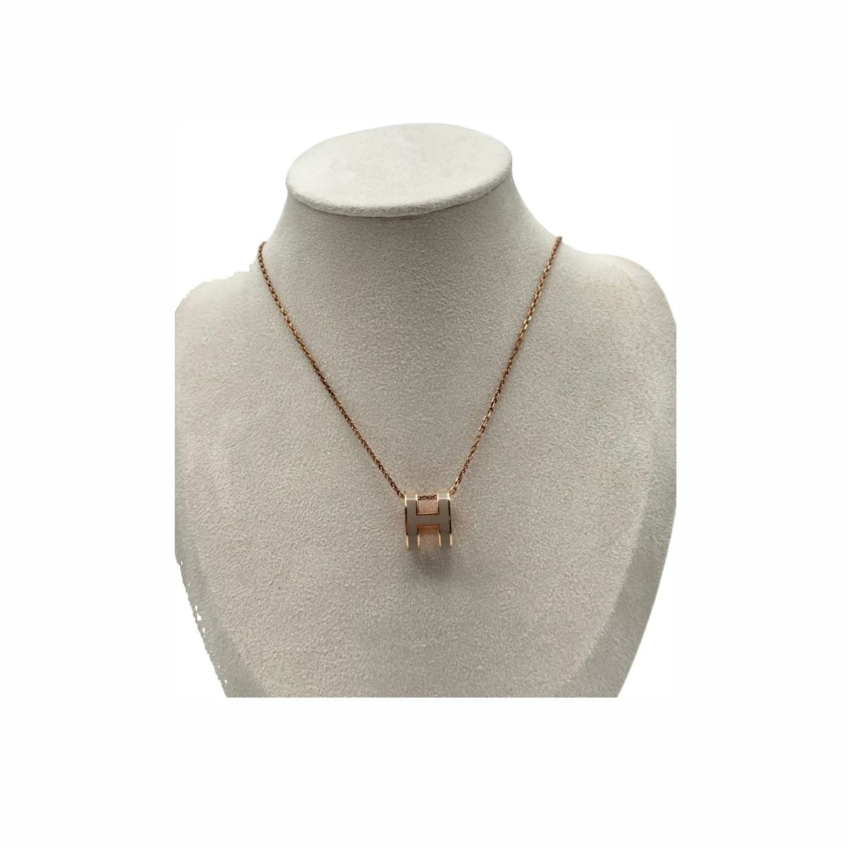 HERMÈS 에르메스 베이지 로즈골드 컬러 팝아슈 목걸이 18K 로즈골드