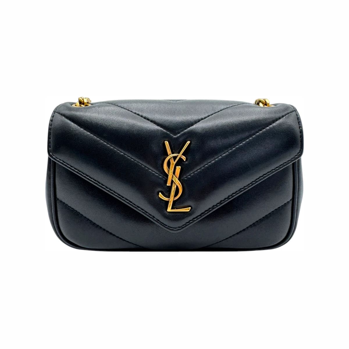 SAINT LAURENT 생로랑 블랙 레더 루루 토이 미니 체인 크로스백 가죽