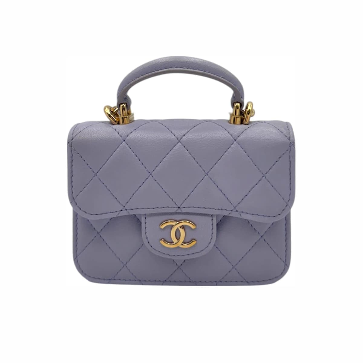 CHANEL 샤넬 램스킨 클래식 탑 핸들 체인 크로스백 31번대 퍼플