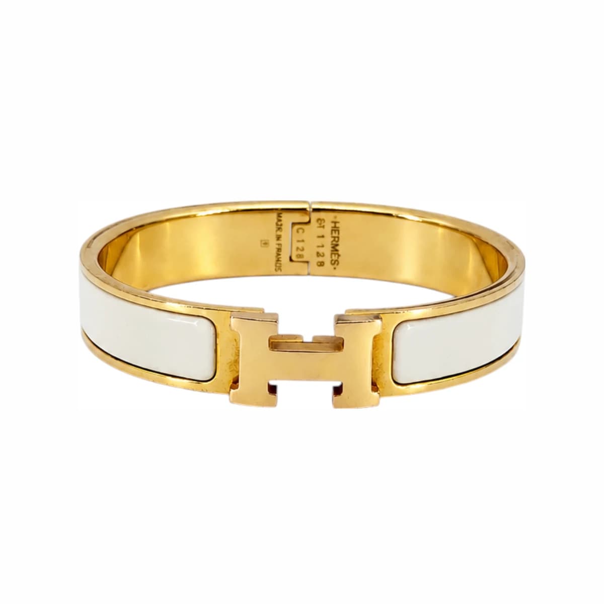 HERMÈS 에르메스 클릭아슈 PM 화이트·골드 18K 화이트골드