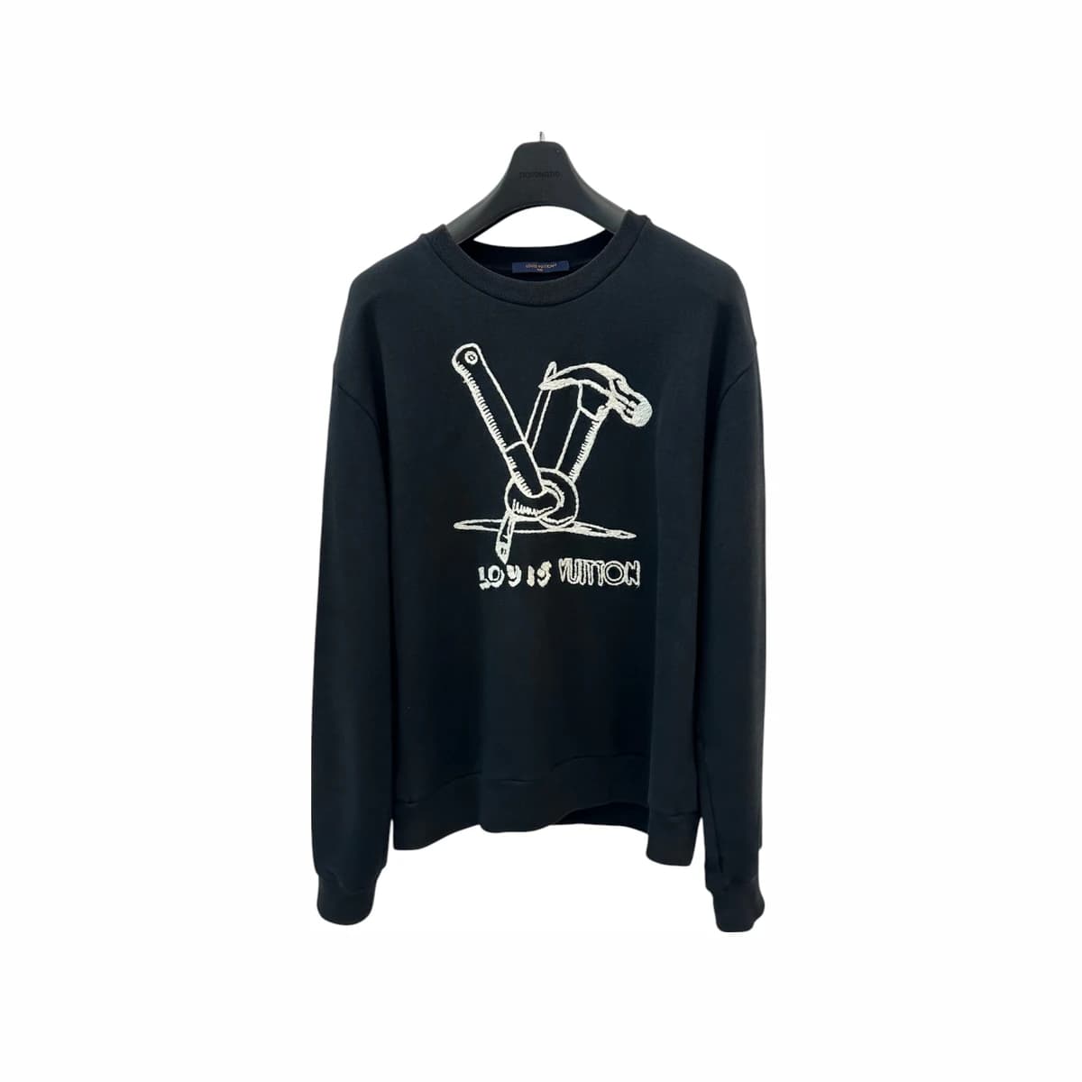 LOUIS VUITTON 루이비통 자수 코튼 스웻셔츠 블랙 2XL