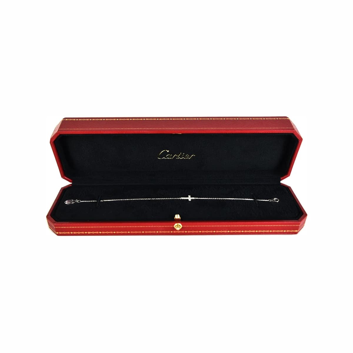 CARTIER 까르띠에 심볼 크로스 다이아 화이트 골드 팔찌