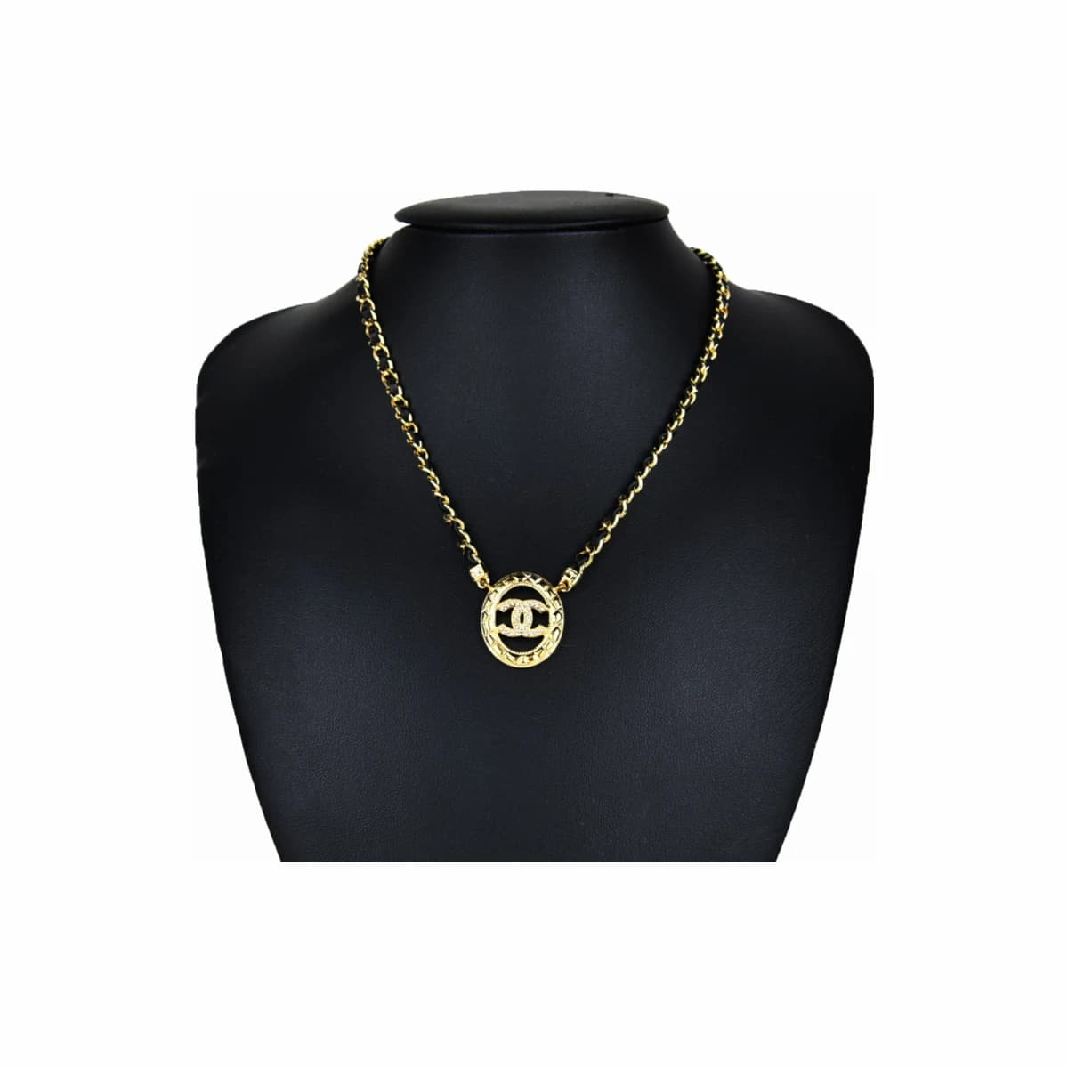 CHANEL 샤넬 CC 라운드 레더 체인 목걸이