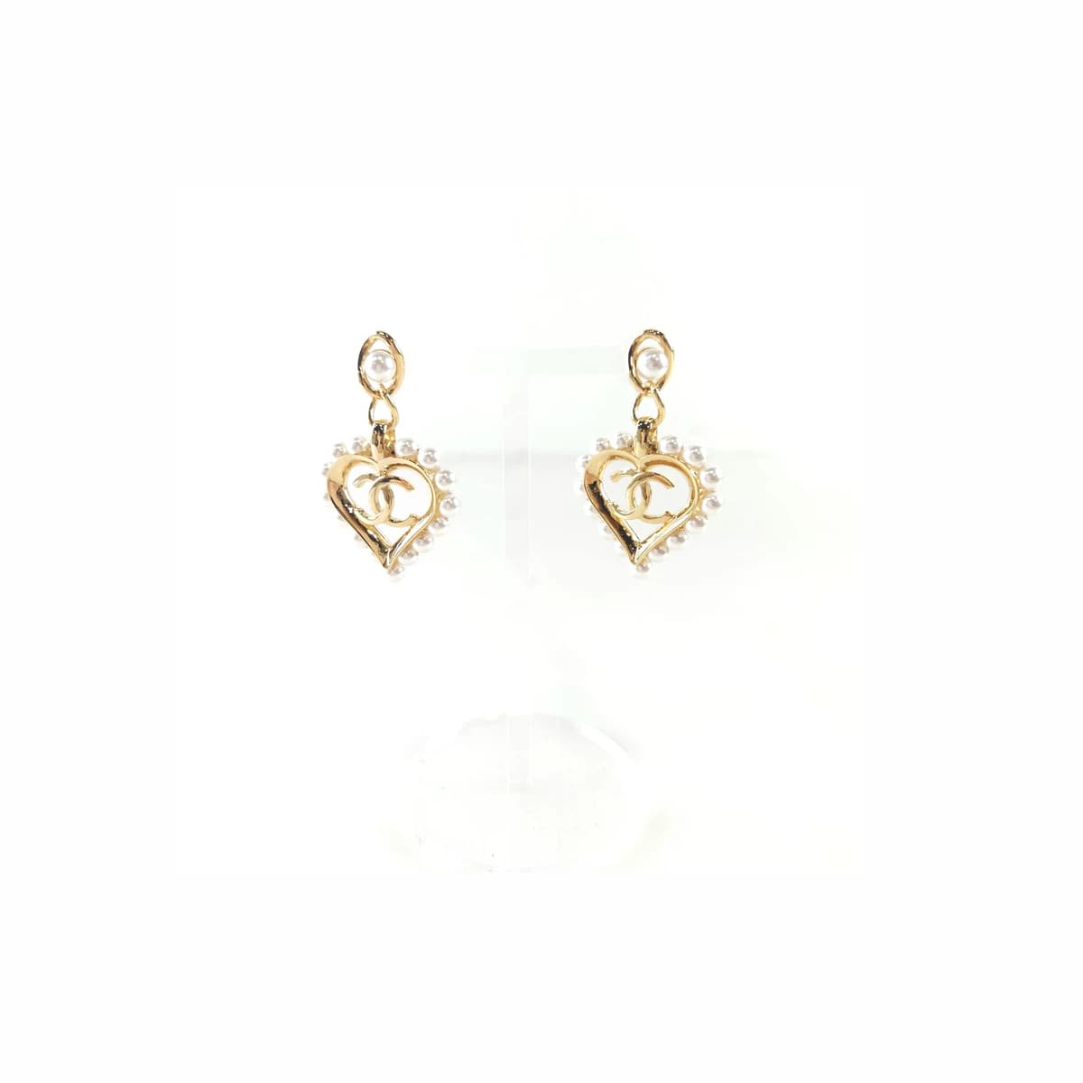 CHANEL 샤넬 하트 CC 이어링 귀걸이