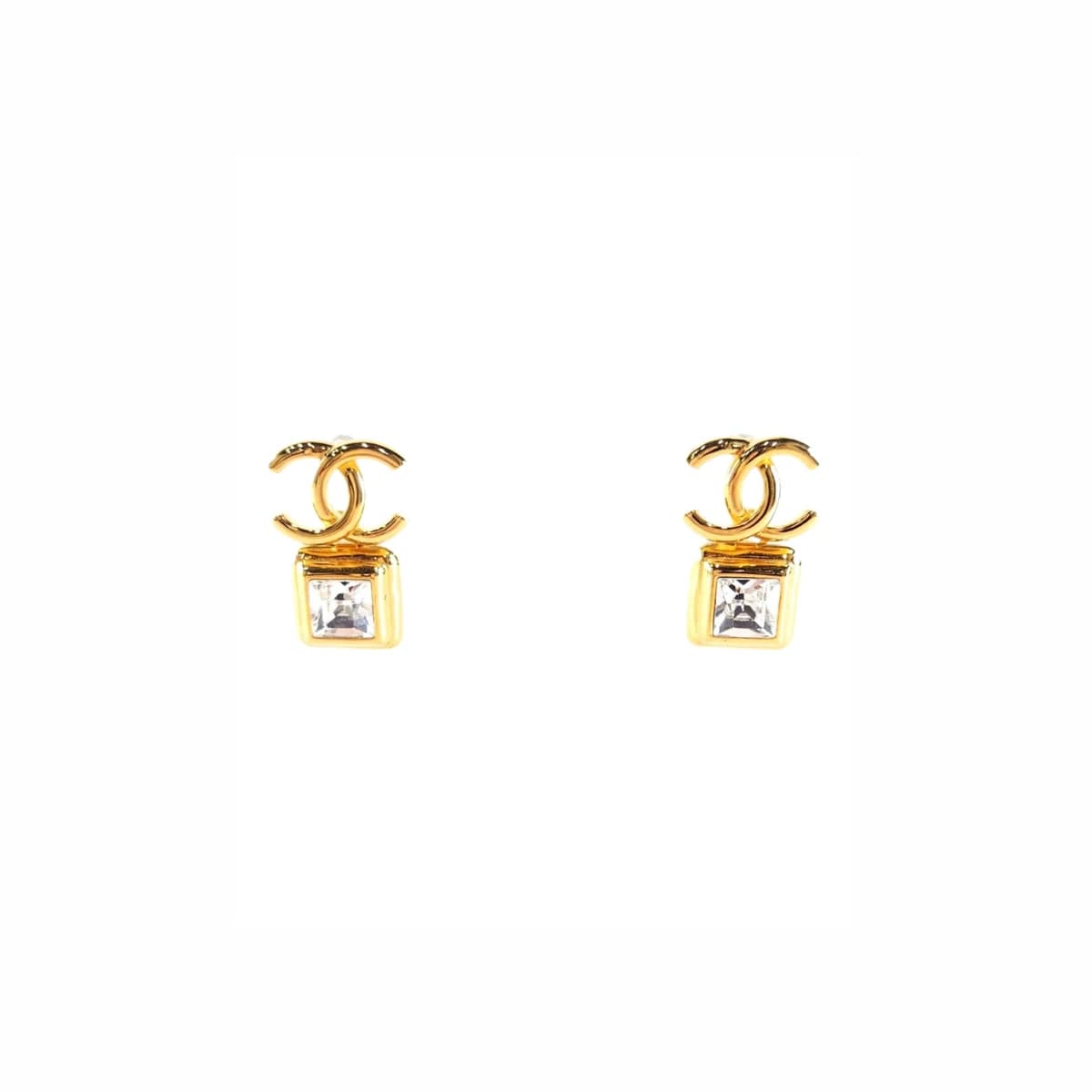 CHANEL 샤넬 CC 크리스탈 이어링 귀걸이