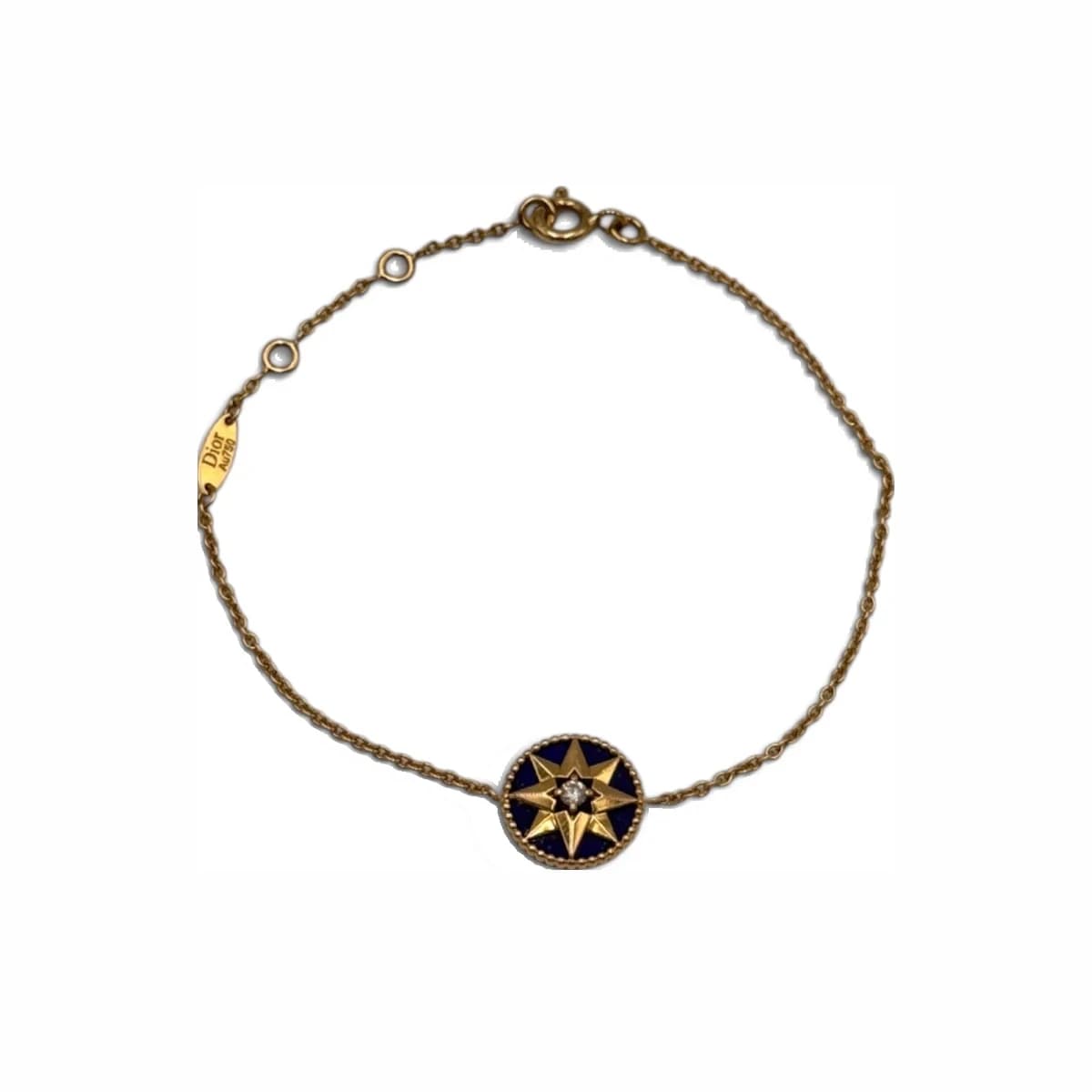 DIOR 디올 18K 옐로우 골드 라피스라줄리 다이아 1P 로즈드방 팔찌 18K 옐로골드