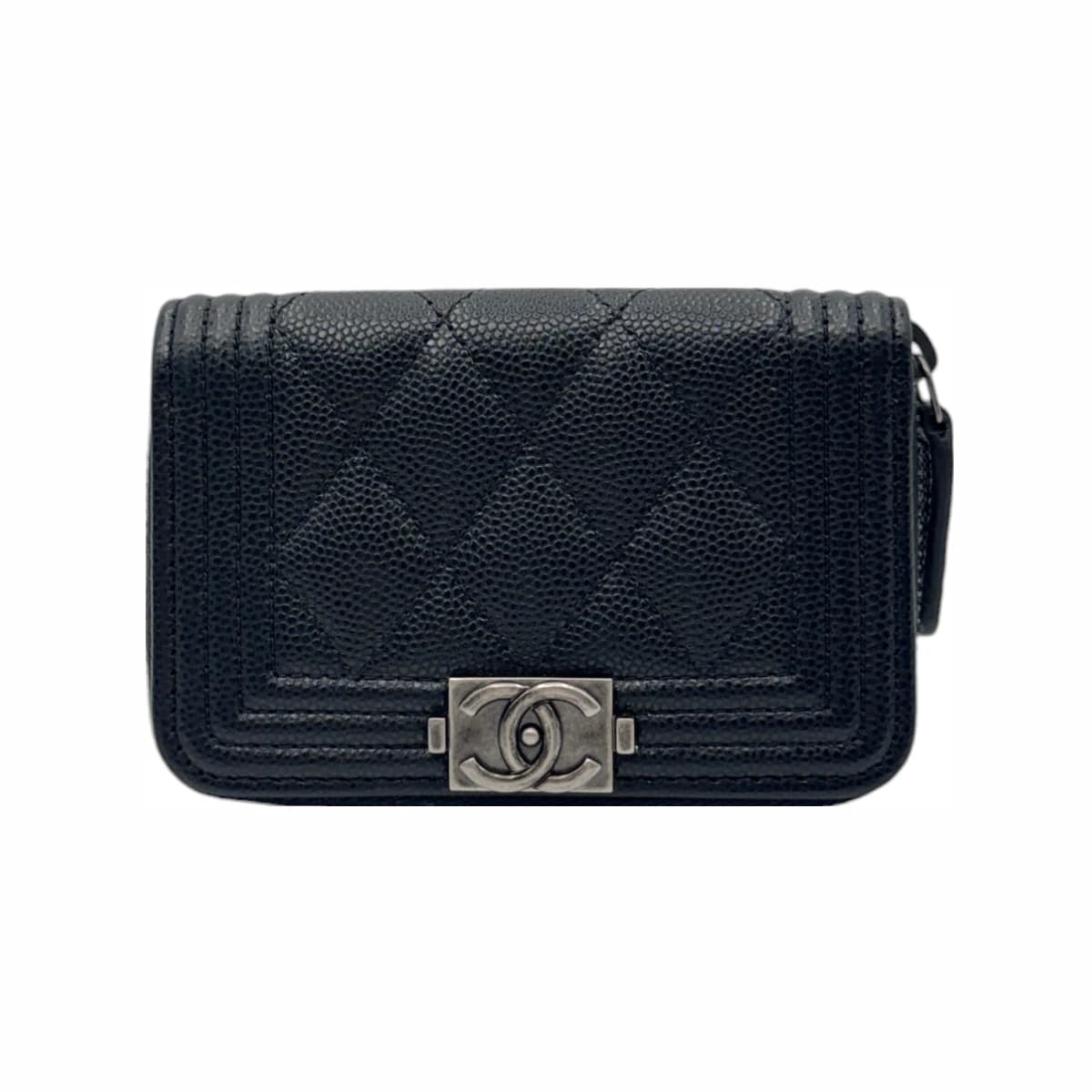 CHANEL 샤넬 캐비어 보이 코인 퍼스 블랙