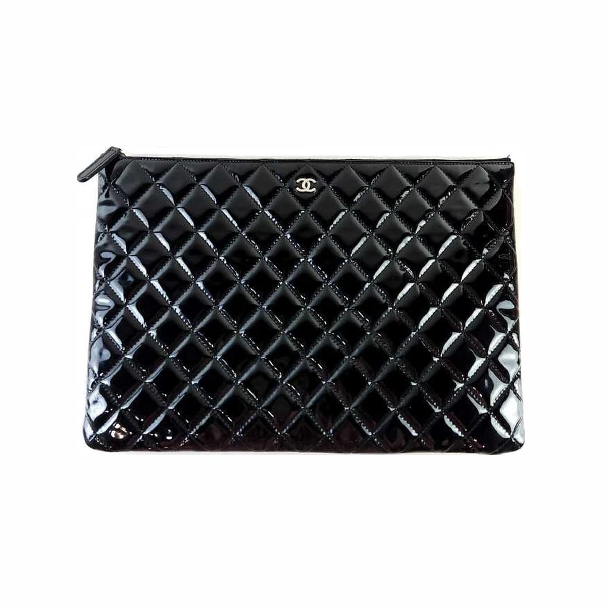 CHANEL 샤넬 클래식 페이던트 클러치백 라지 블랙 페이턴트