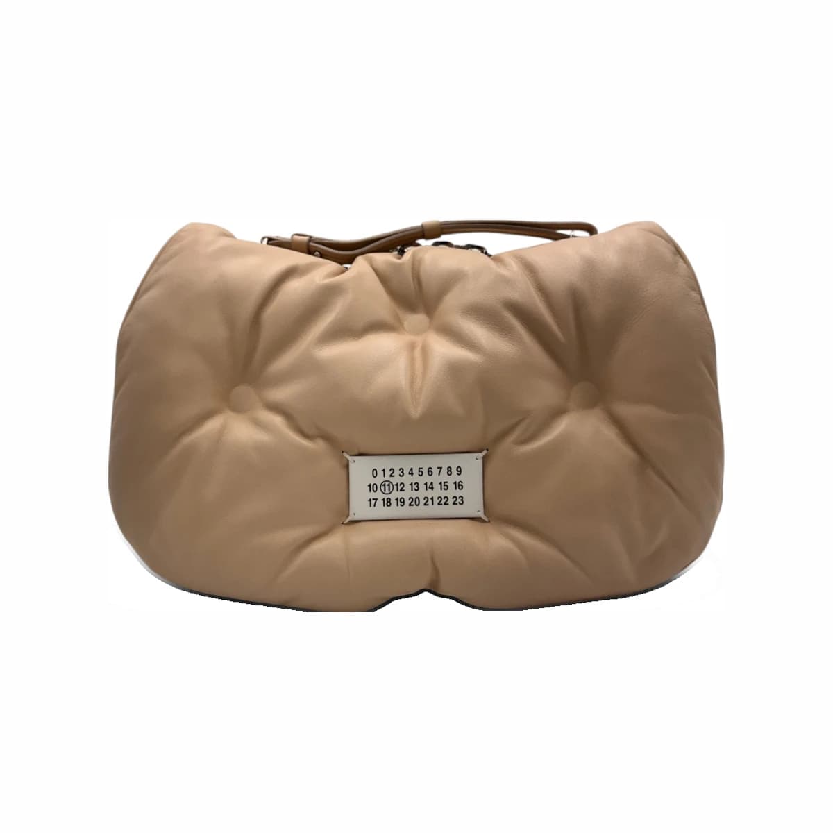 MAISON MARGIELA 메종마르지엘라 베이지 글램 슬램 레더 은장 체인 미듐 숄더백
