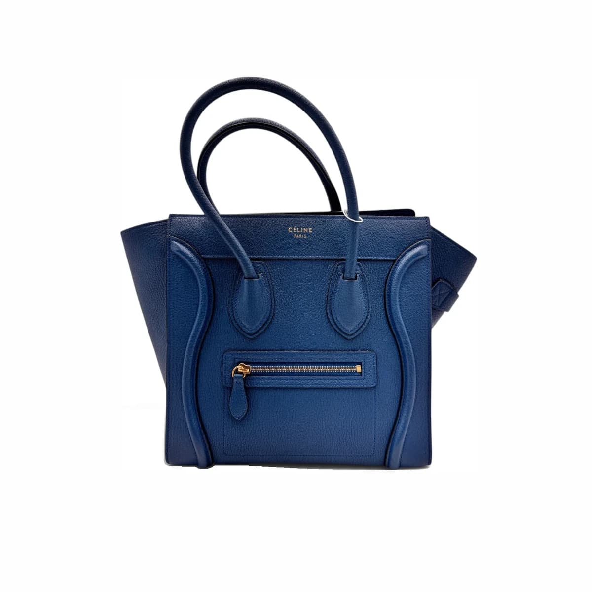 CELINE 셀린느 블루 카프스킨 레더 러기지 마이크로 토트백