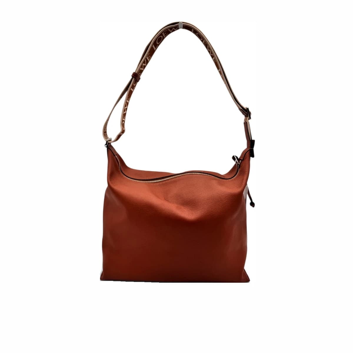 LOEWE 로에베 브라운 레더 서플 스무스 카프스킨 자카드 스몰 큐비 크로스바디백