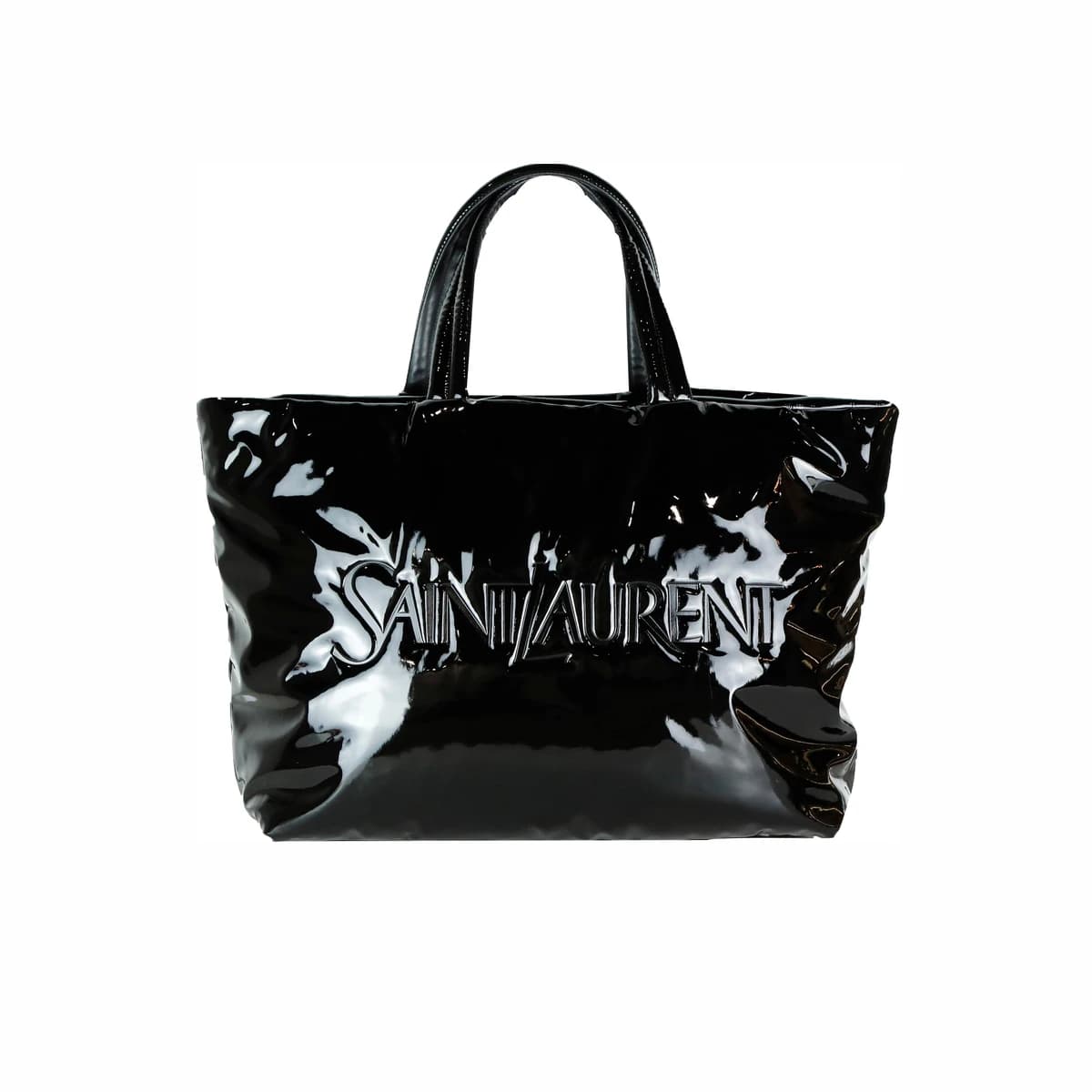 SAINT LAURENT 생로랑 페이던트 맥시 토트백 맥시 블랙 페이턴트