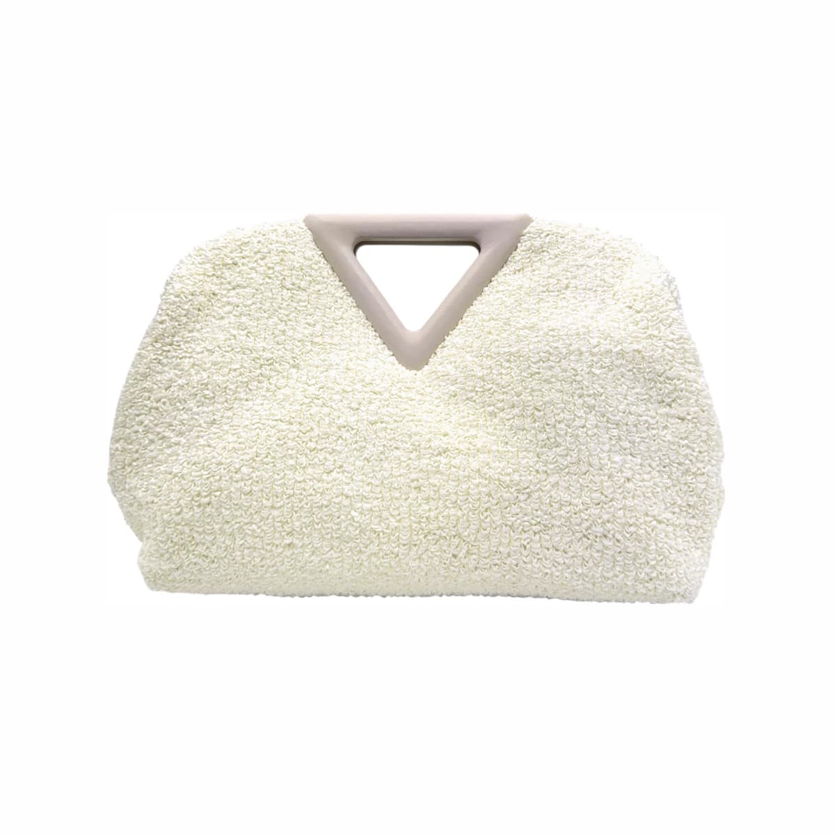 BOTTEGA VENETA 보테가베네타 화이트 텍스쳐 트라이앵글 토트백