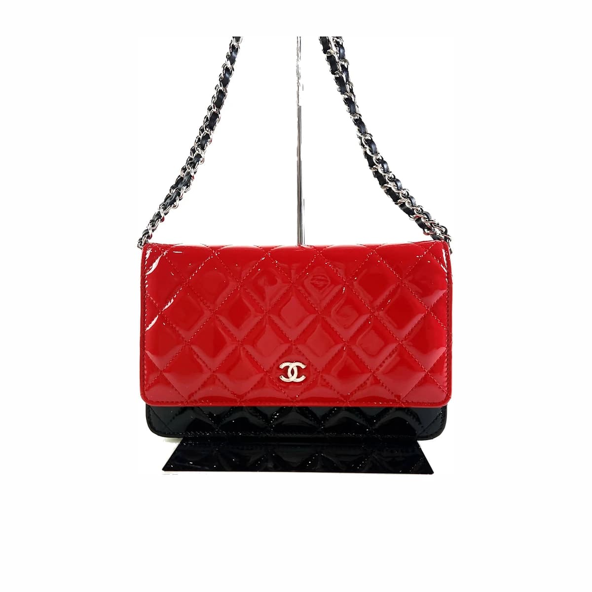 CHANEL 샤넬 클래식 페이던트 투톤 체인 지갑 크로스백 WOC OS 페이턴트