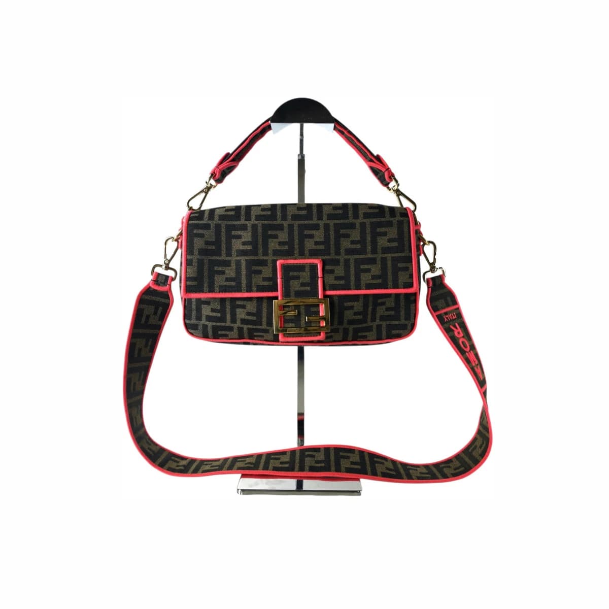 FENDI 펜디 바게트 FF 모티프 패브릭 숄더백 크로스백