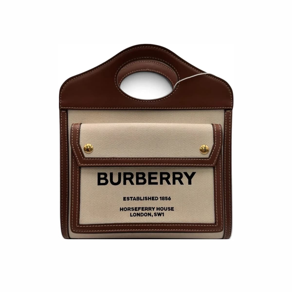 BURBERRY 버버리 호스페리 미니 투톤 캔버스 레더 포켓 크로스백