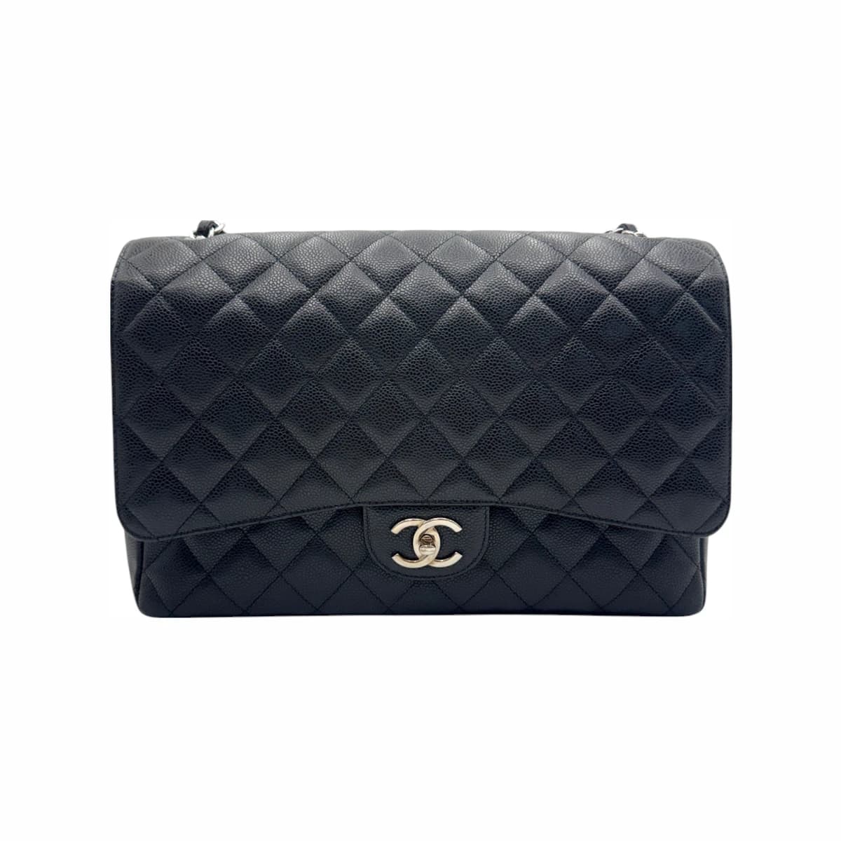 CHANEL 샤넬 블랙 캐비어 클래식 맥시 체인 숄더백(15번대)