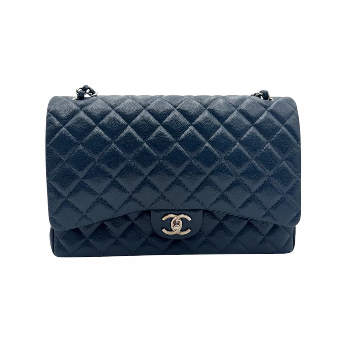 CHANEL 샤넬 블루 캐비어 클래식 맥시 체인 숄더백(19번대)