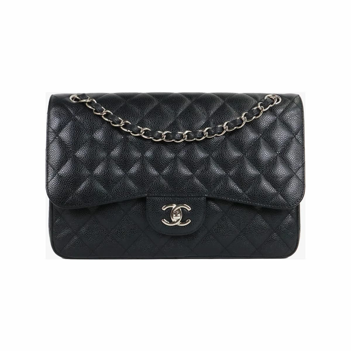 CHANEL 샤넬 클래식 플랩백 라지 블랙 은장 18번대