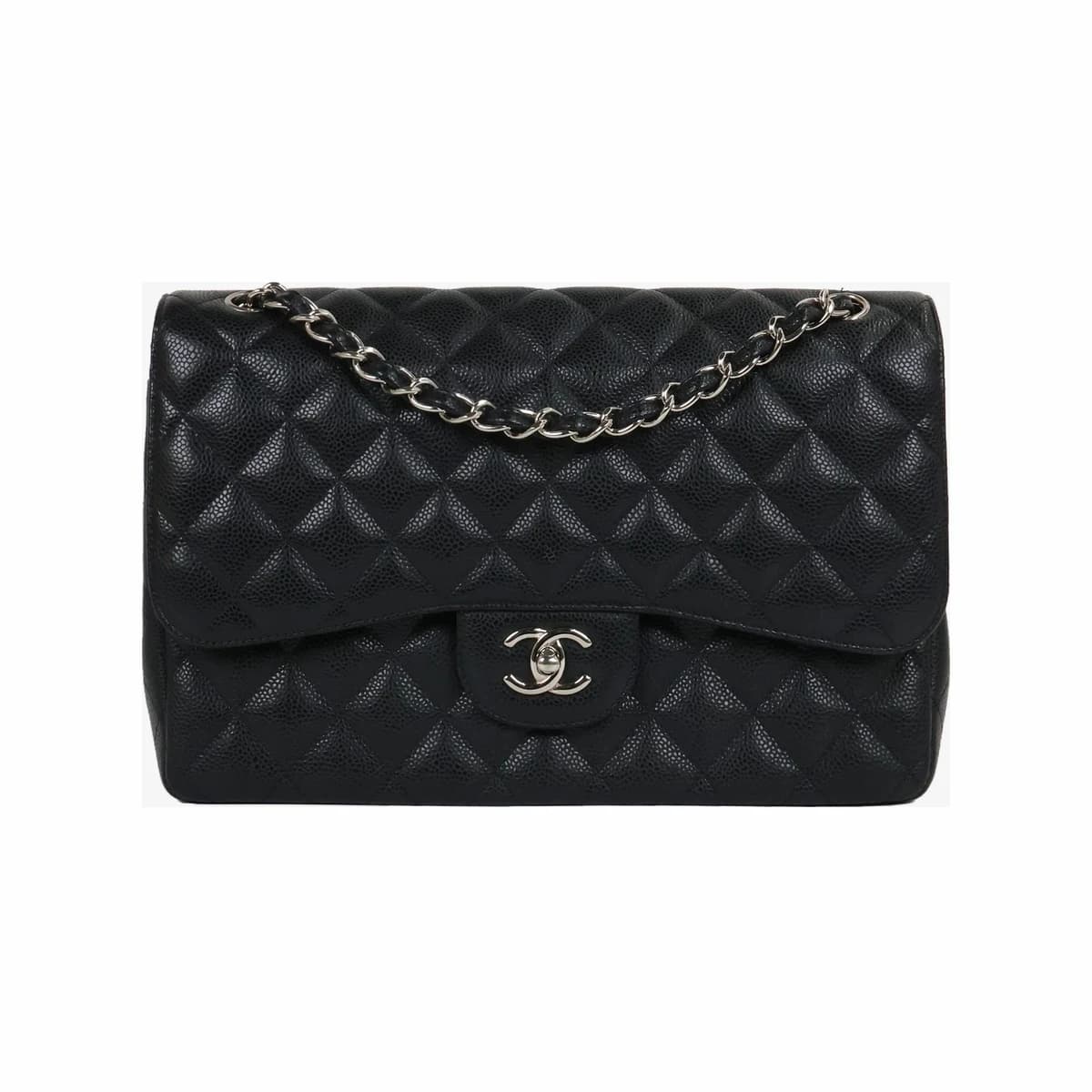 CHANEL 샤넬 클래식 캐비어 라지 블랙 은장 21번대