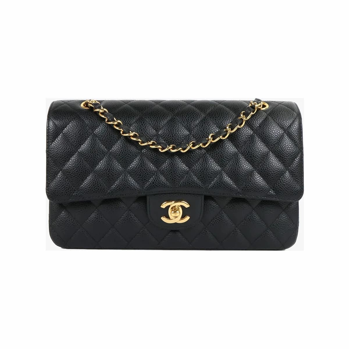CHANEL 샤넬 캐비어 클래식 미디움 블랙 금장 11번대