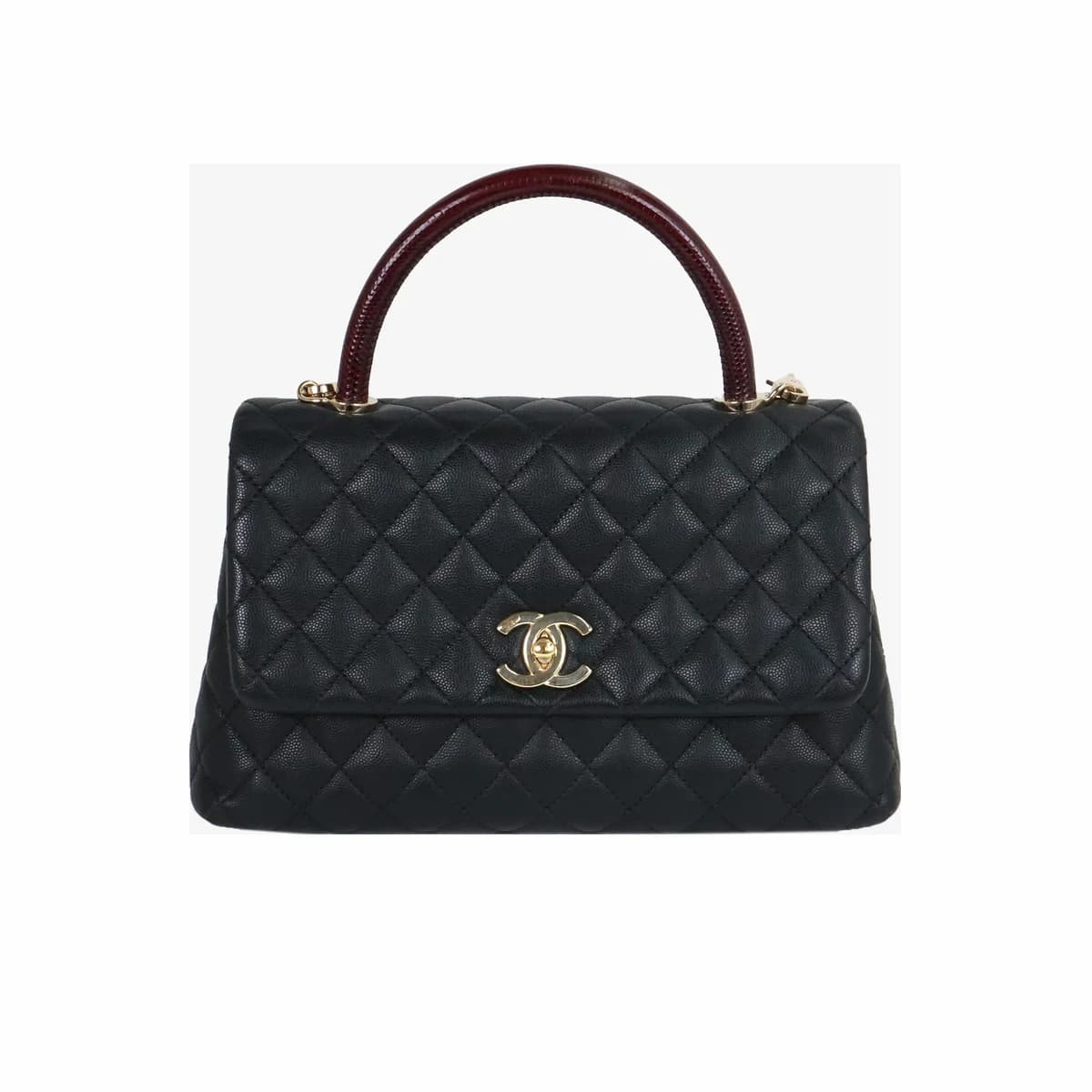 CHANEL 샤넬 코코핸들 미듐 블랙 금장 31번대