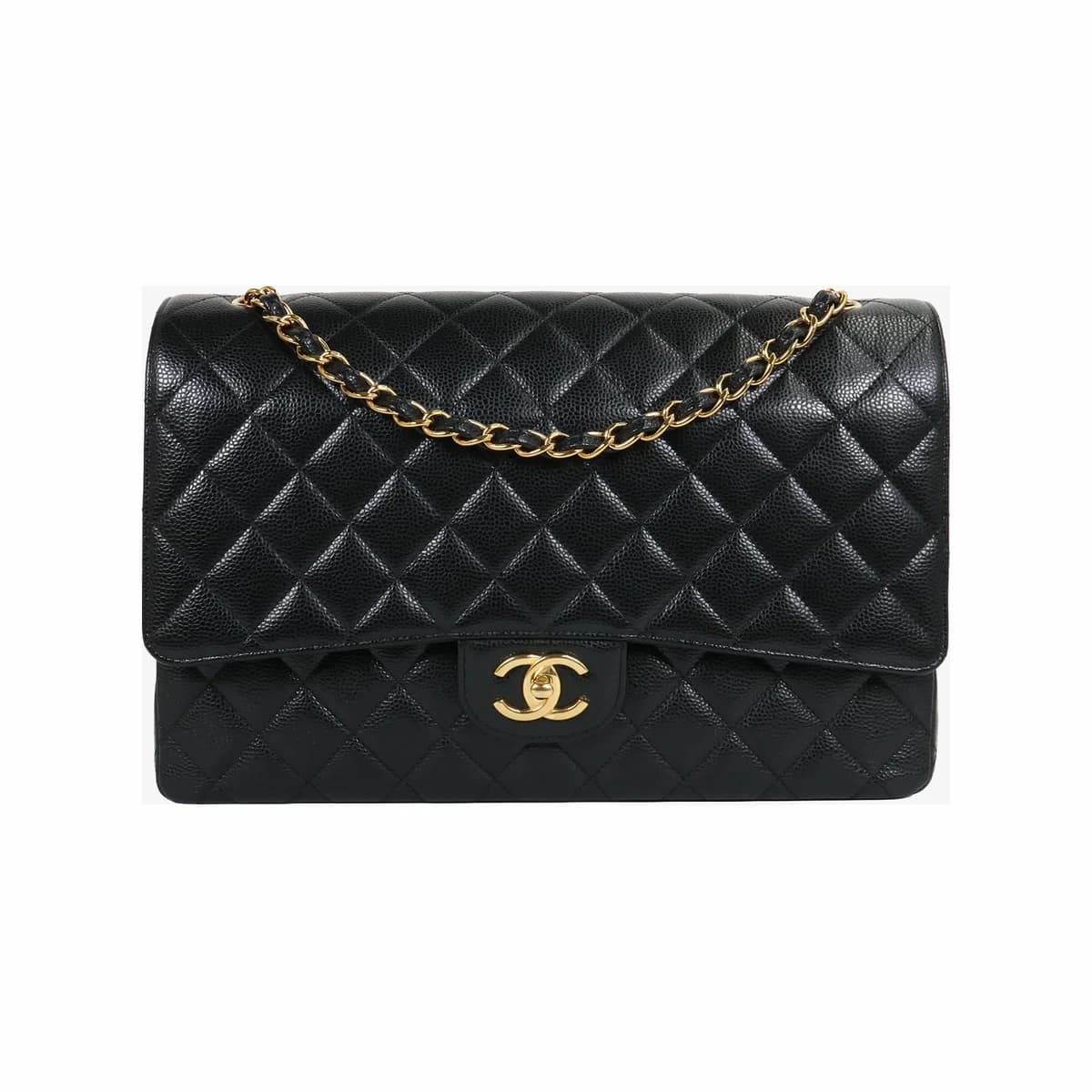 CHANEL 샤넬 클래식 핸드백 맥시 블랙 금장 내장칩