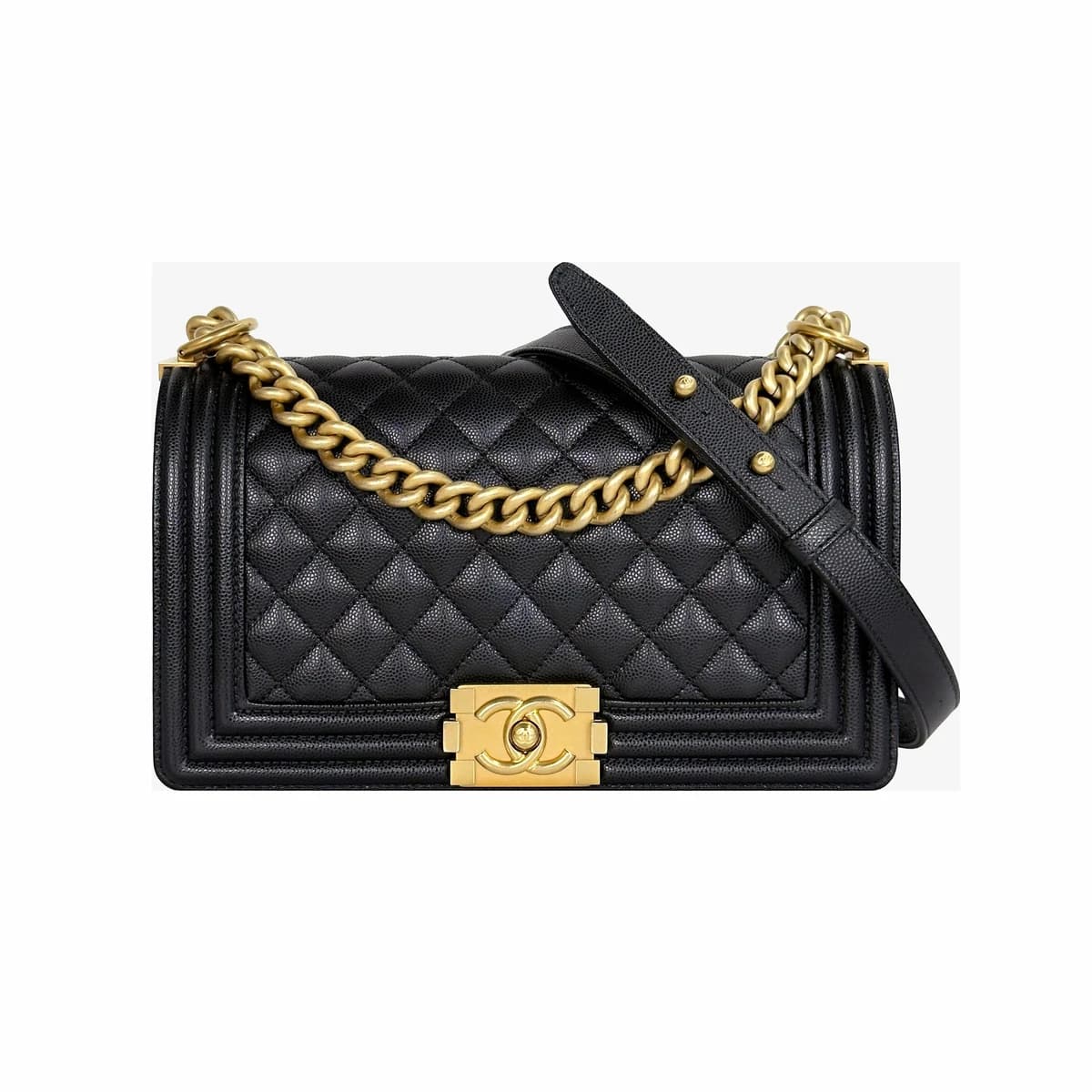 CHANEL 샤넬 보이백 미듐 블랙 금장