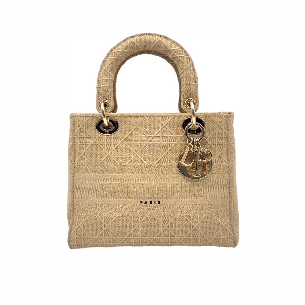 DIOR 디올 베이지 계열 레이디 디라이트 미디움 토트백