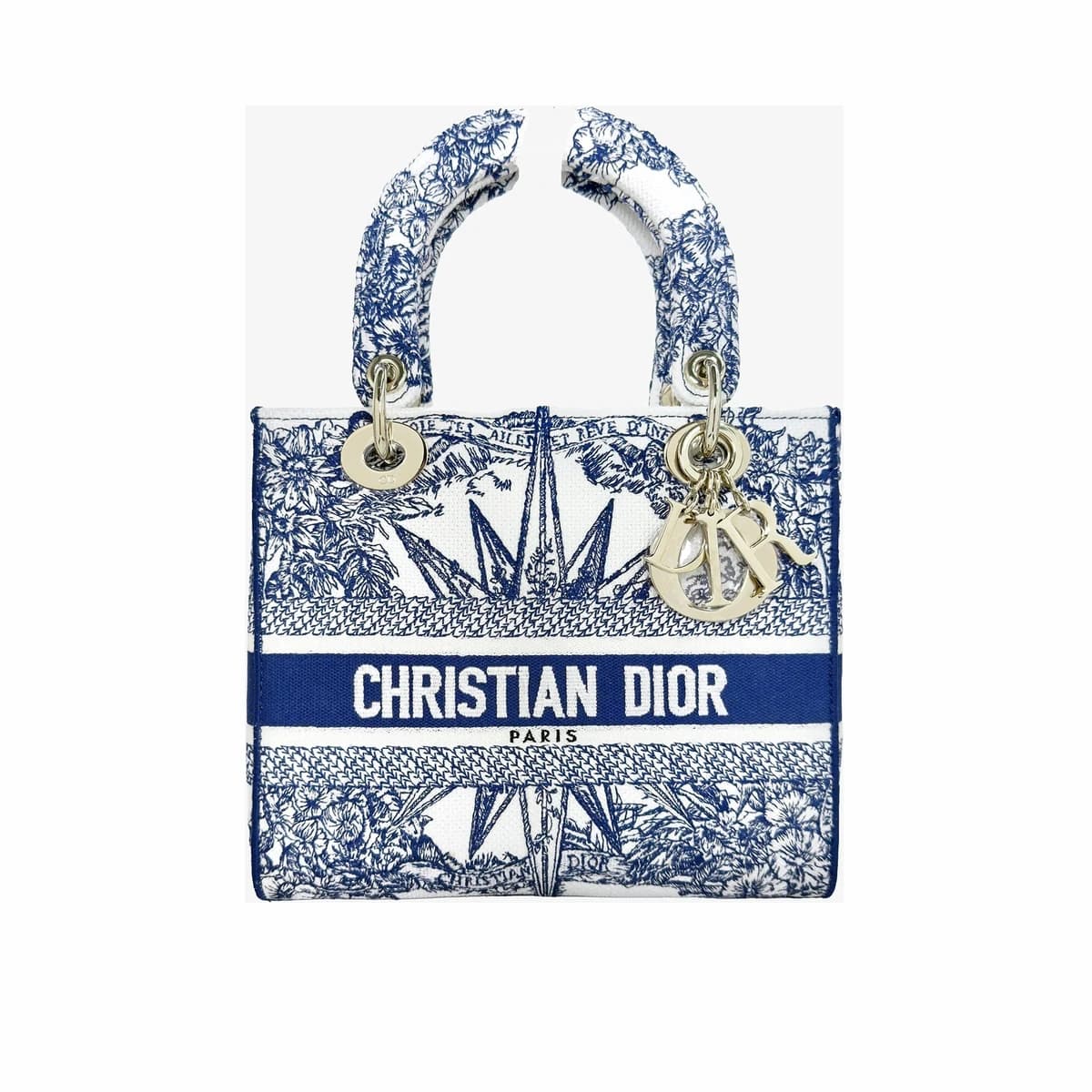 DIOR 디올 레이디 디라이트 레브 딘피니 자수 토트백 블루화이트