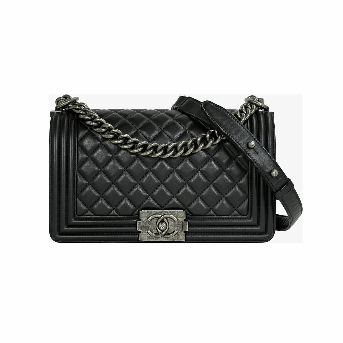 CHANEL 샤넬 보이백 미듐 블랙 은장