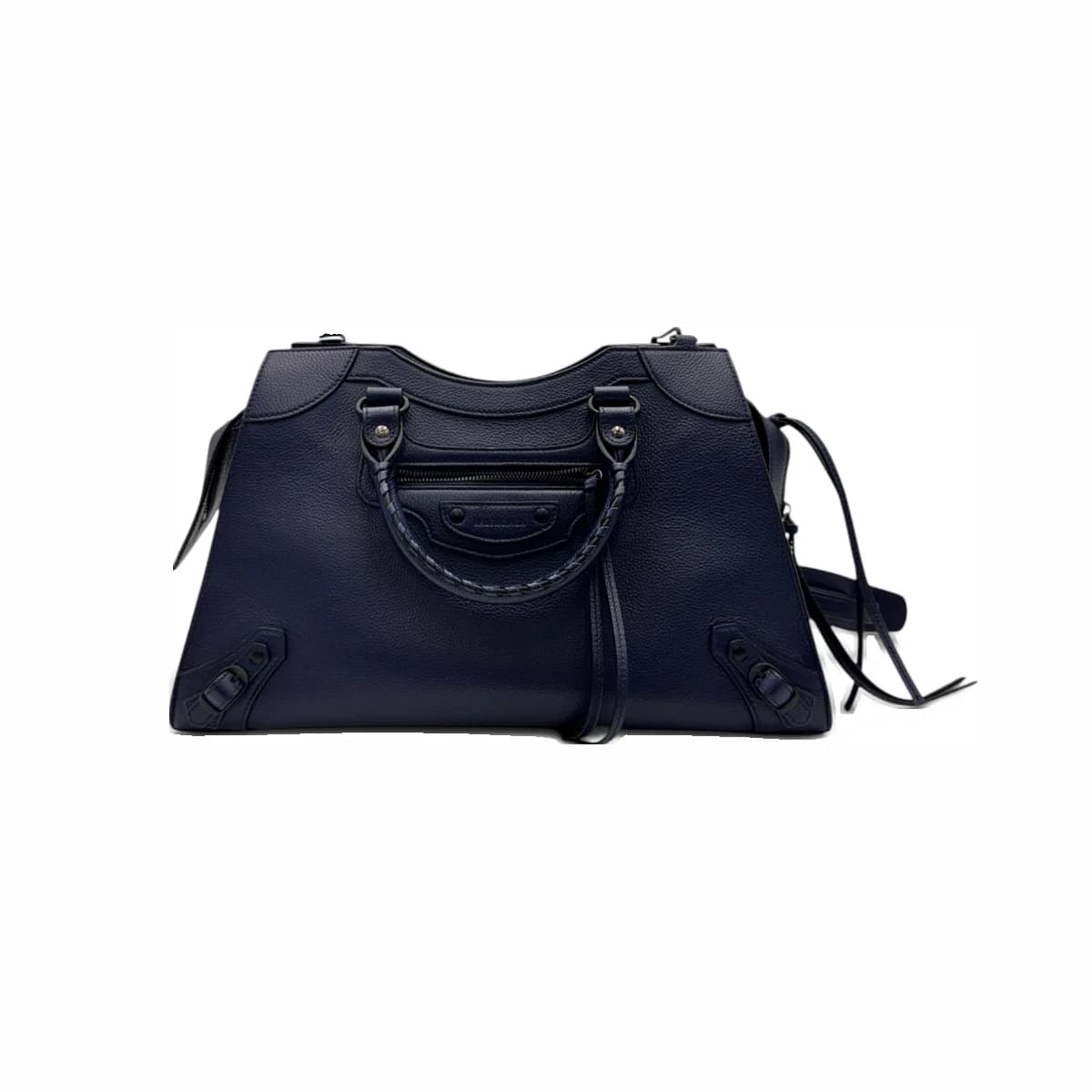BALENCIAGA 발렌시아가 네이비 레더 네오 클래식 시티 숄더백 가죽
