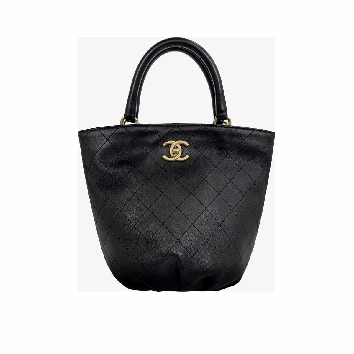 CHANEL 샤넬 퀼팅 체인 핸들 버킷백 블랙