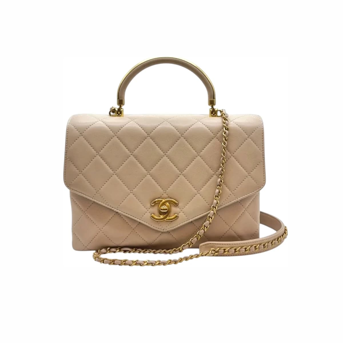 CHANEL 샤넬 탑핸들 퀄팅 토트백 베이지
