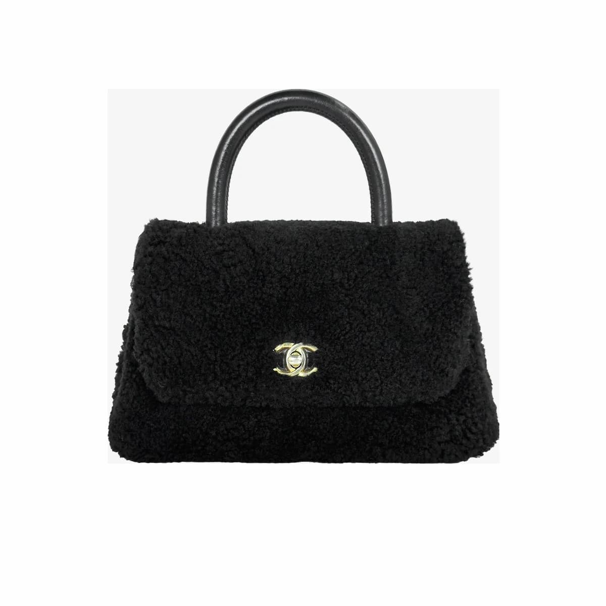 CHANEL 샤넬 코코핸들 스몰 블랙 금장 시어링