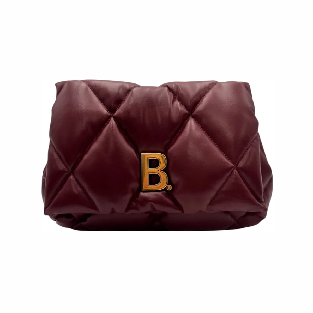 BALENCIAGA 발렌시아가 버건디 터치 퍼피 퀄팅 미디움 클러치백 레드 가죽