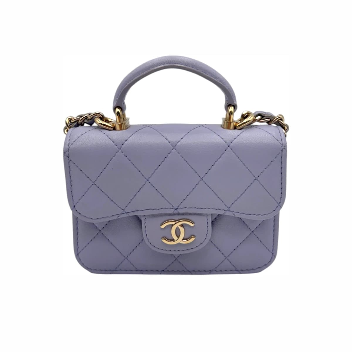 CHANEL 샤넬 라이트퍼플 탑핸들 미니 코인퍼스 크로스백 31번대