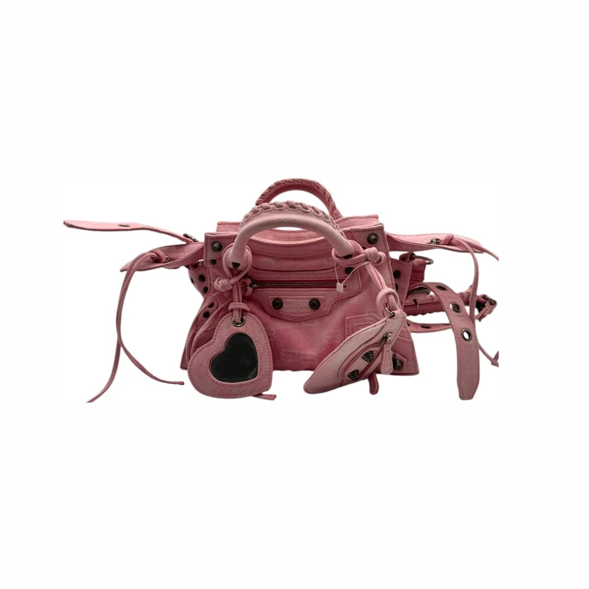 BALENCIAGA 발렌시아가 핑크 데님 BB모노그램 네오 카골 XS 토트백