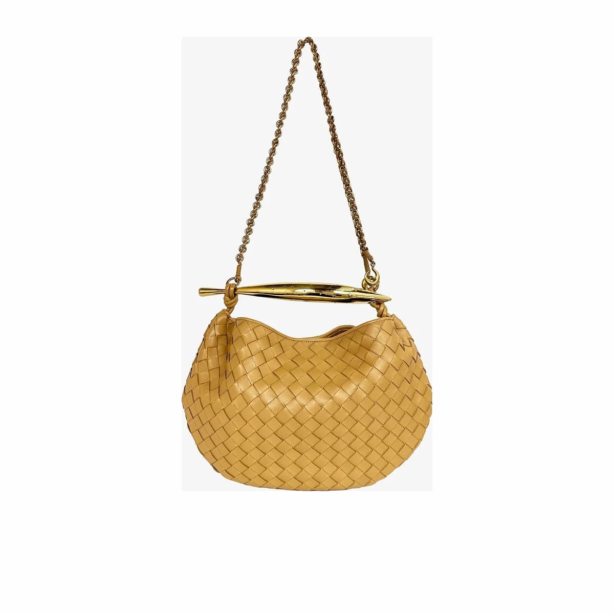 BOTTEGA VENETA 보테가베네타 인트레치아토 체인 사르딘 백 미디엄 아몬드