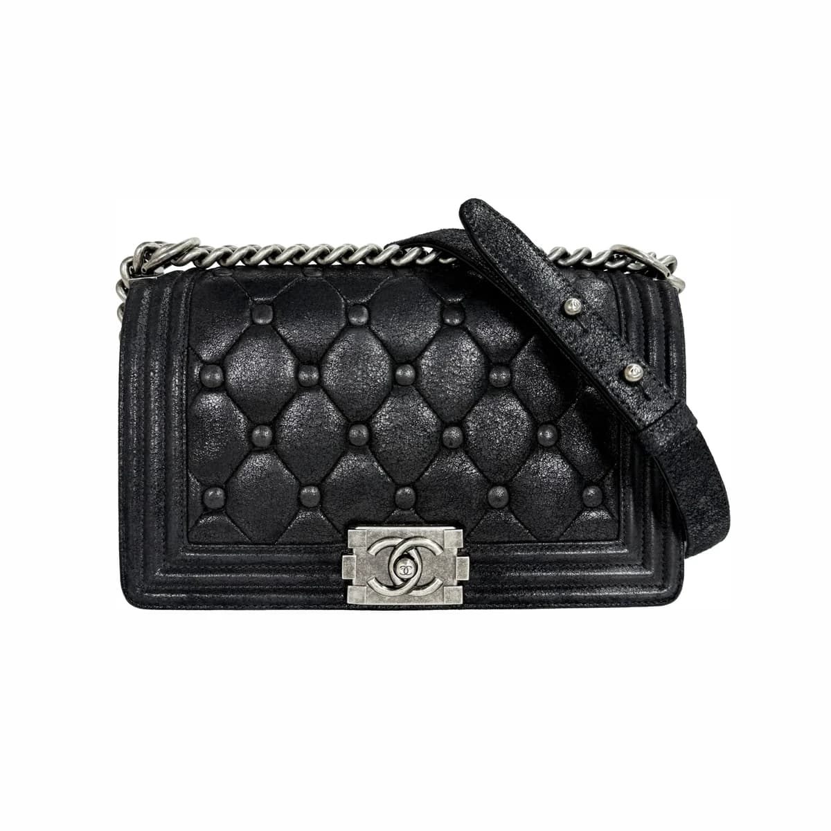CHANEL 샤넬 보이백 미듐 블랙 은장