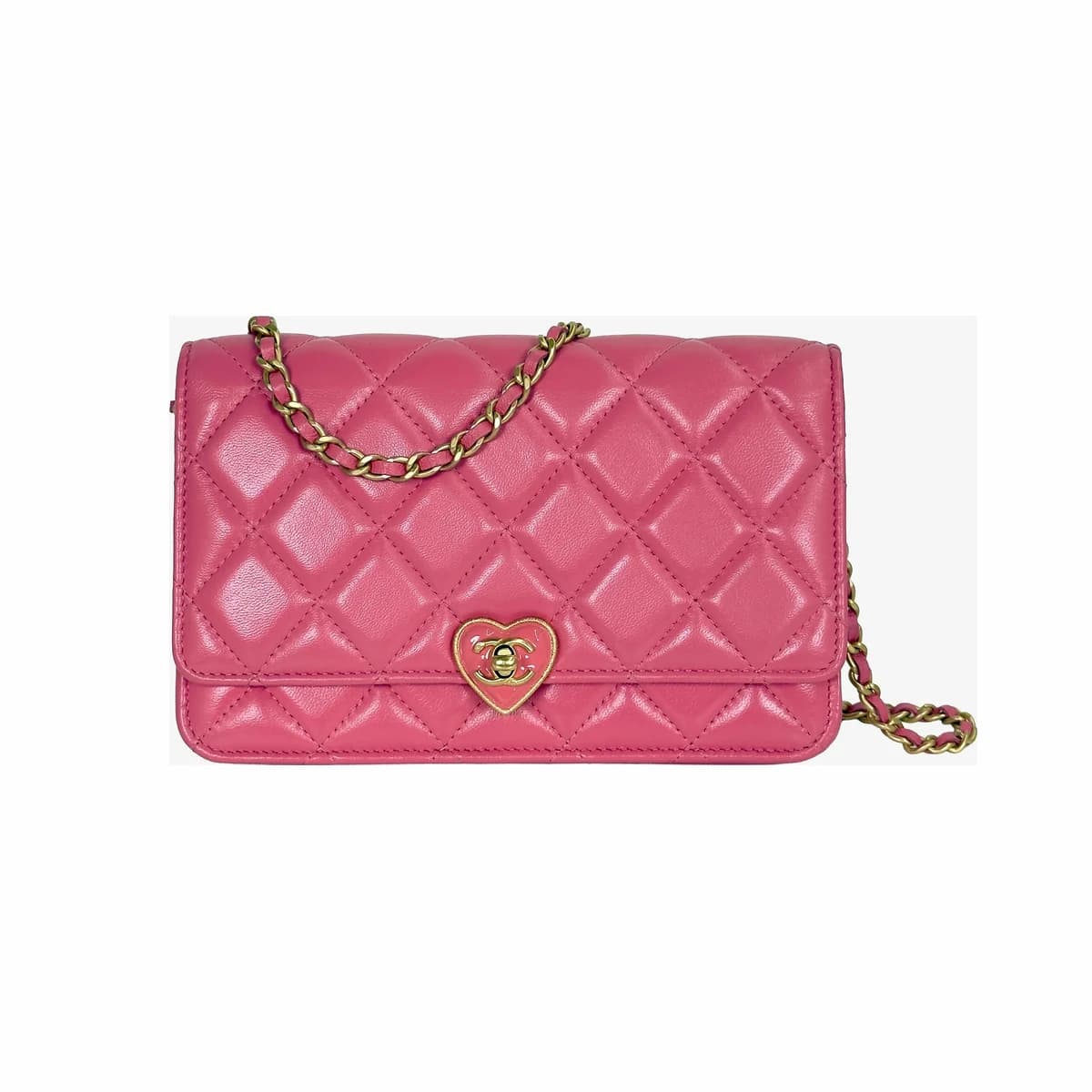 CHANEL 샤넬 코코 러브 하트 턴락 WOC 핑크