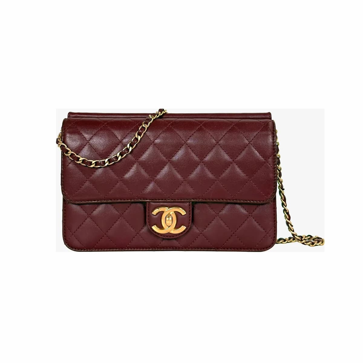 CHANEL 샤넬 크로싱 타임즈 플랩백 미디움 버건디 레드