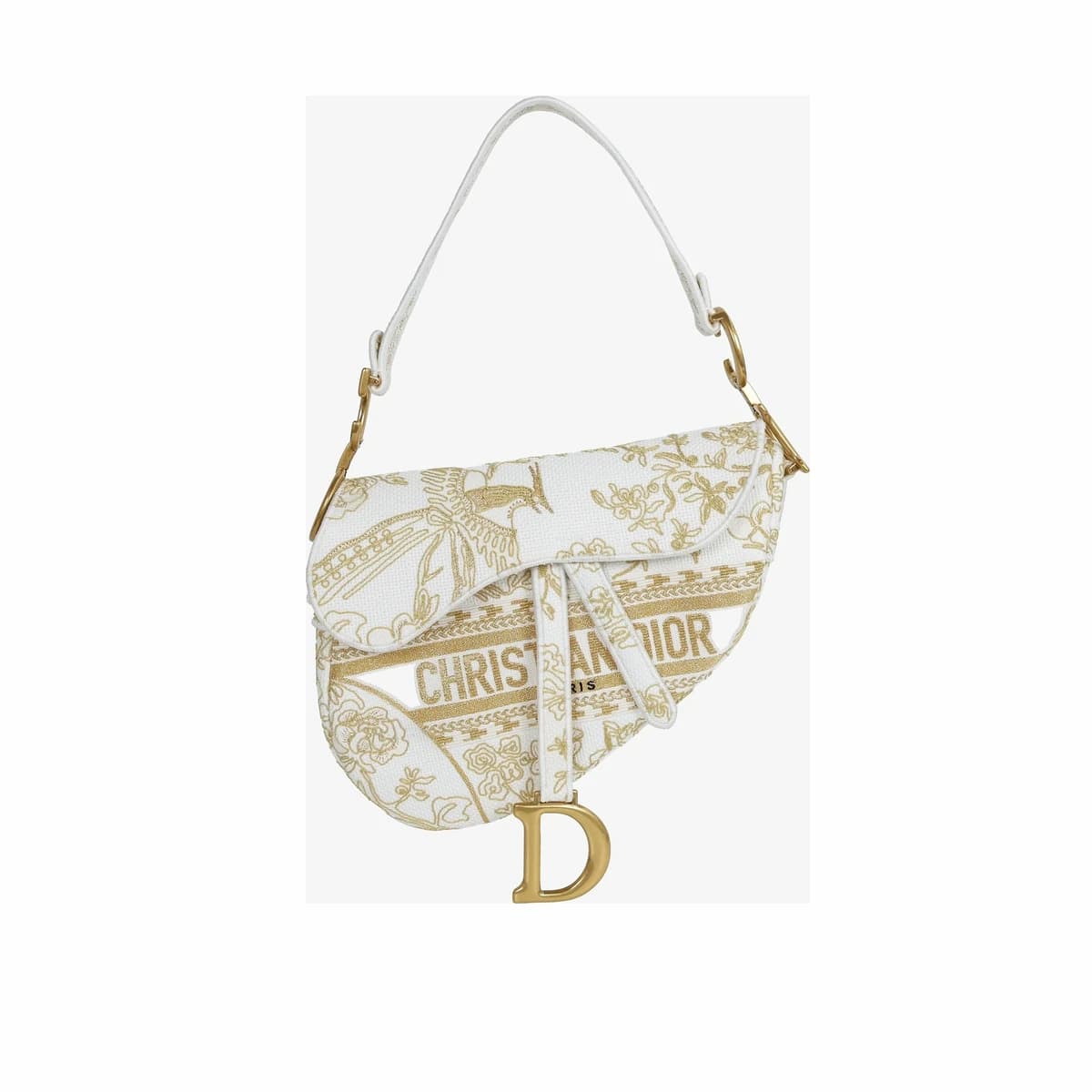 DIOR 디올 트왈 드 주이 새들백 숄더백 미듐 화이트골드