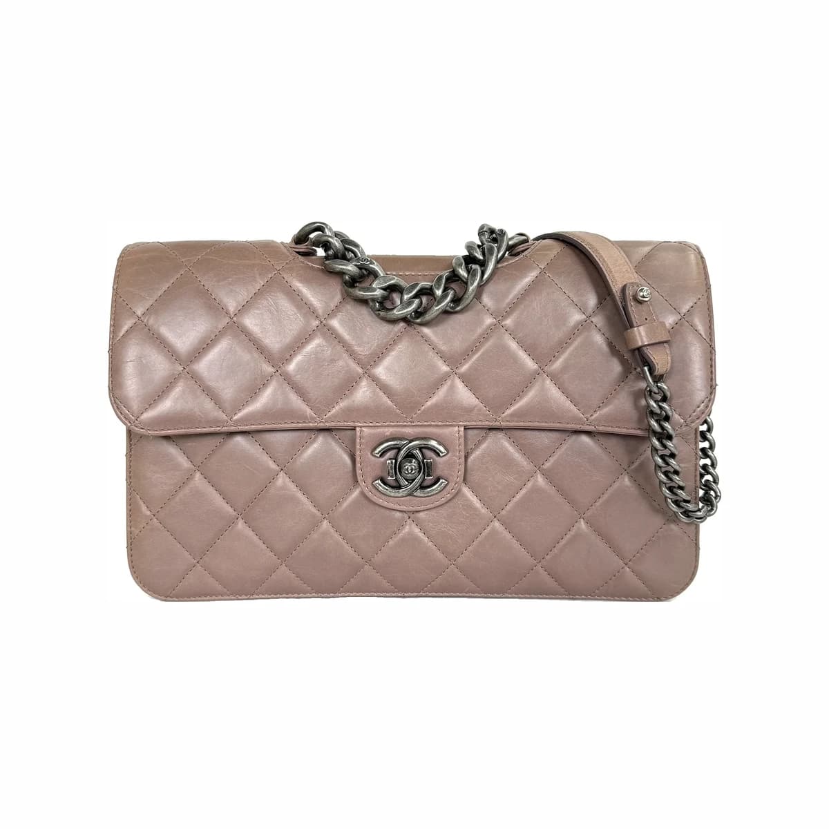 CHANEL 샤넬 퍼펙트엣지 빈티지 체인백 라지 핑크베이지