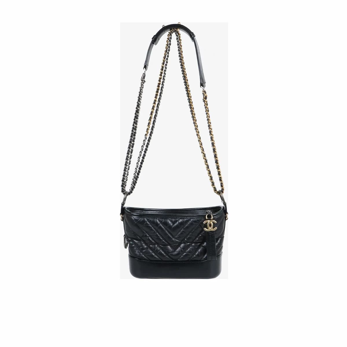 CHANEL 샤넬 가브리엘 쉐브론 호보백 스몰 블랙 금장