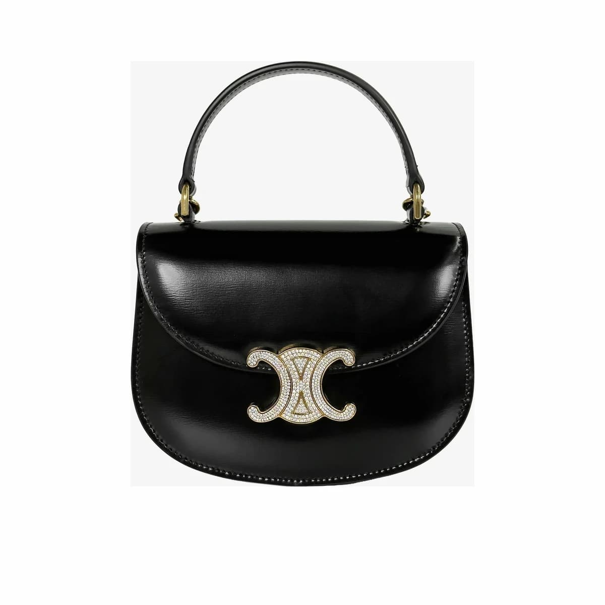 CELINE 셀린느 한정판 샤이니 스트라스 클로저 베사체 트리옹프 미니 블랙 엑조틱
